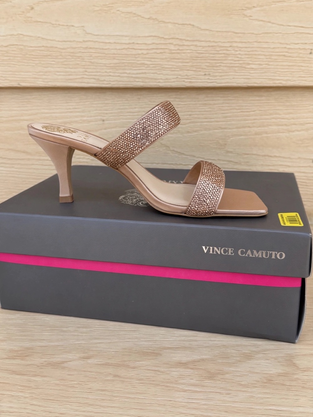 Vince Camuto Rose Gold Embellished Slide Sandal